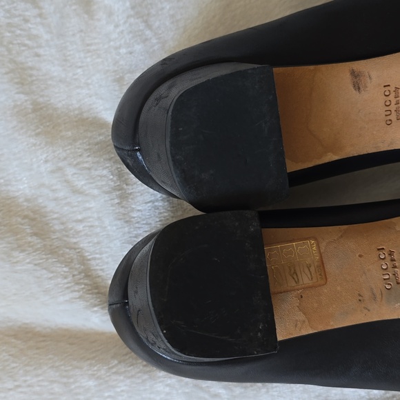 Gucci GG Gold Studded Interlocking Logo Low Block Heel Pump Sz 40.5 - Picture 9 of 13